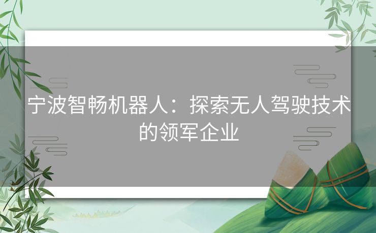 宁波智畅机器人：探索无人驾驶技术的领军企业